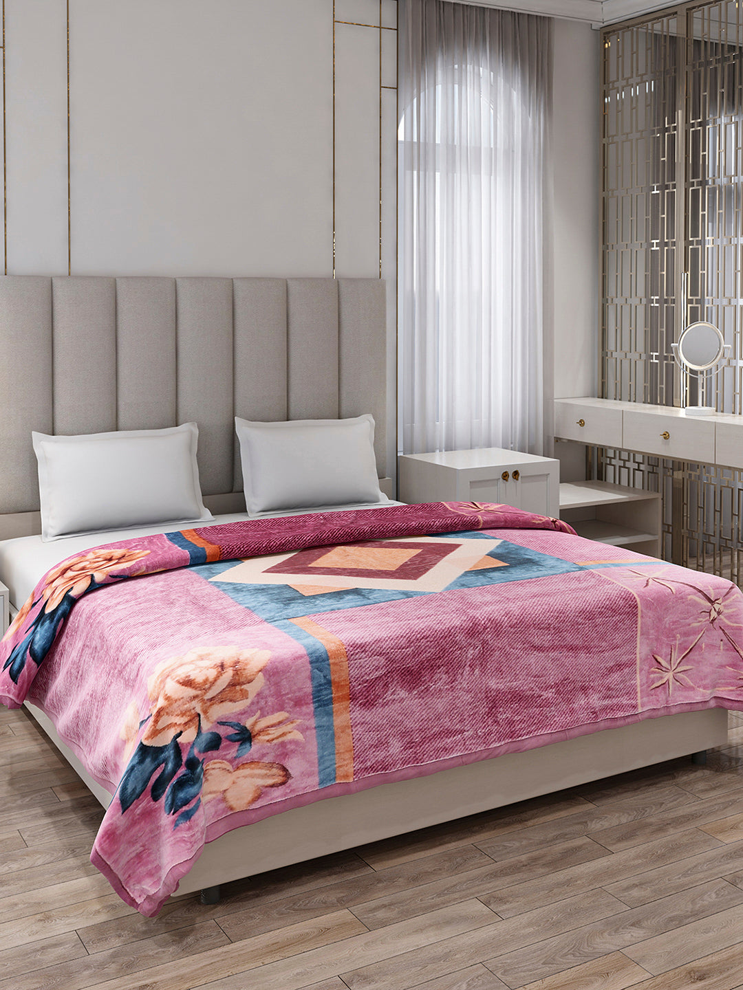 Printed Double Bed 1 Ply Blanket for Mild Winter - (Regal)