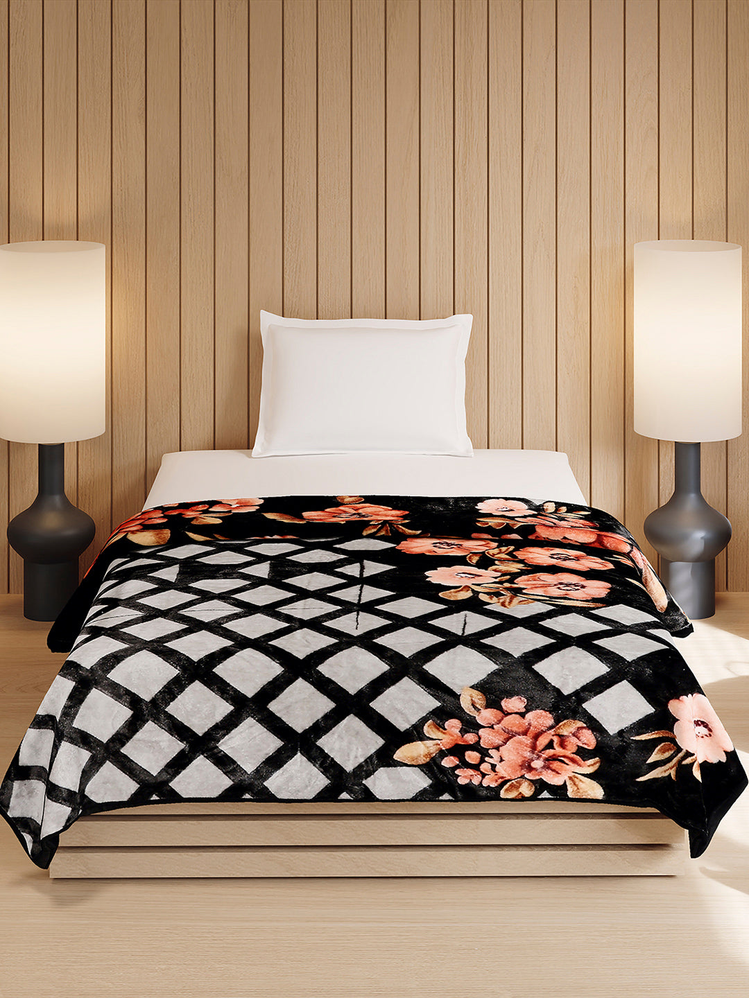 Printed Double Bed 1 Ply, 540 GSM Blanket for Winter - (Relation PVC)