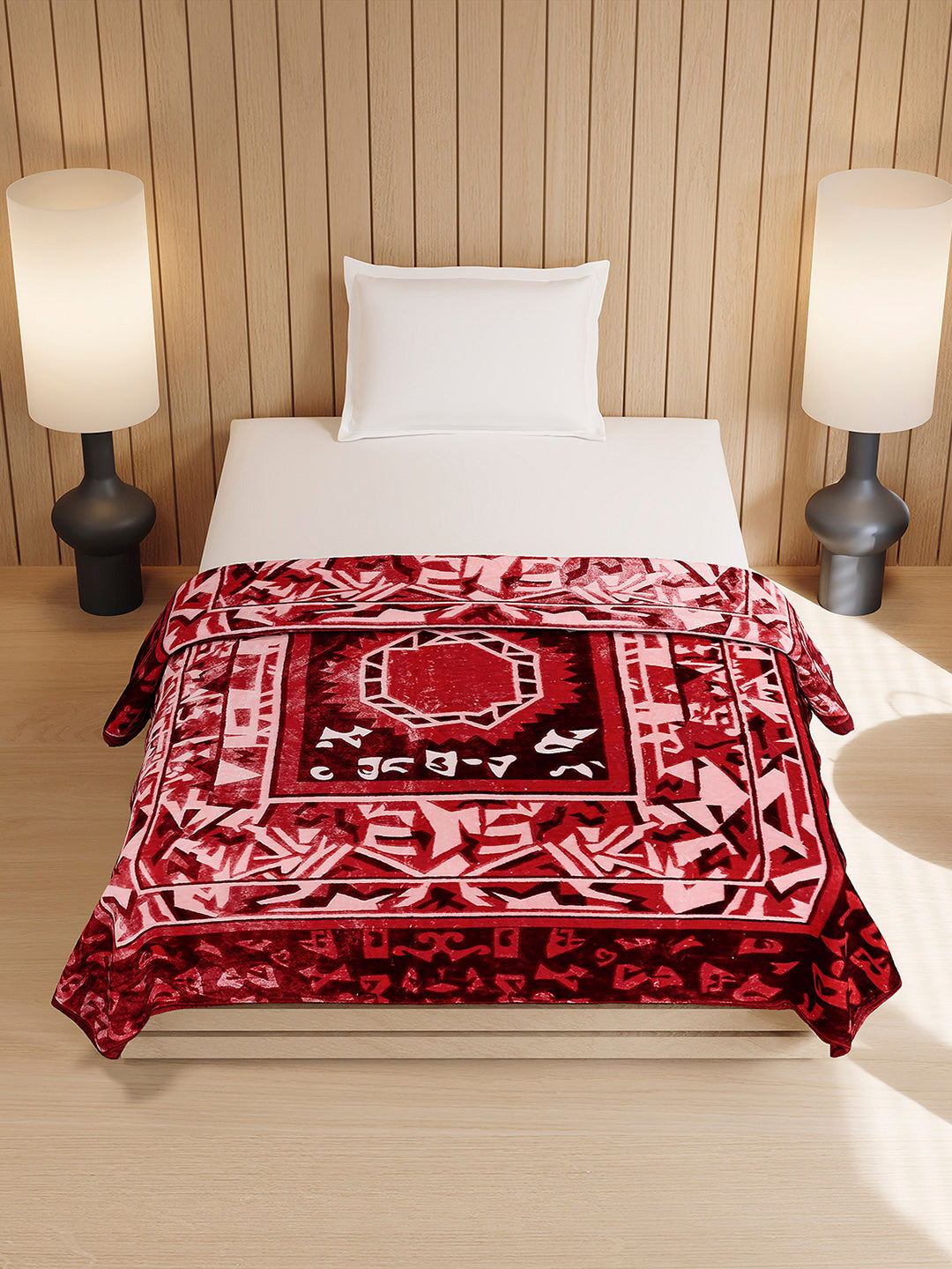 Printed Double Bed 1 Ply, 540 GSM Blanket for Winter - (Relation PVC)