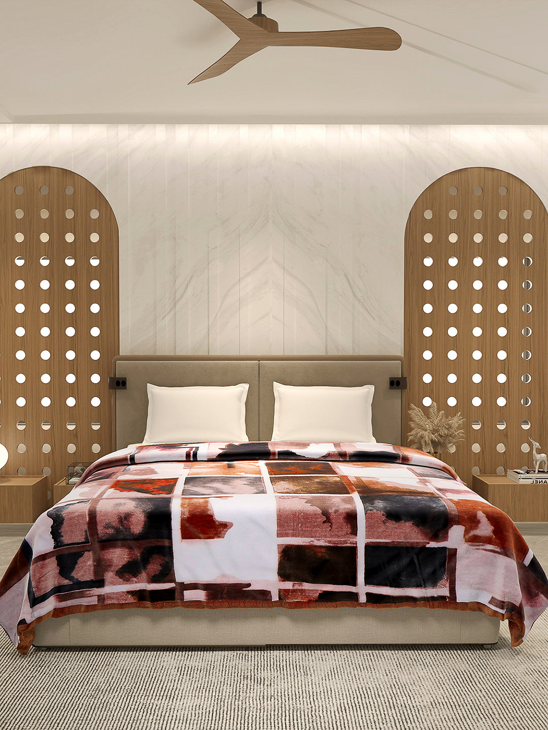 Printed Double Bed Blanket 1 Ply, 550 GSM, 2.9 kg (Roman)
