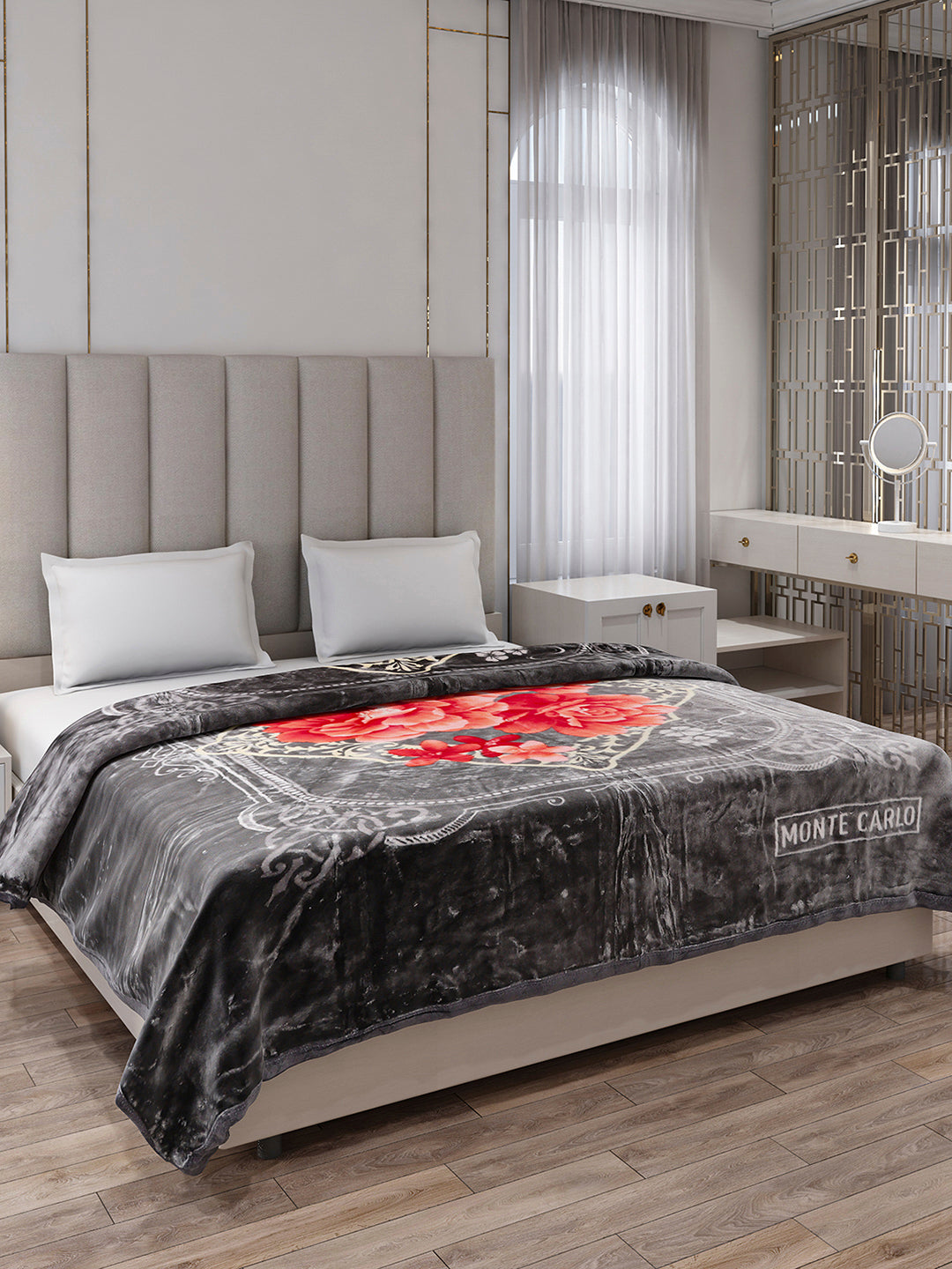 Printed Double Bed 1 Ply, 530 GSM Super Soft Blanket for Mild Winter - (Roman Plus)
