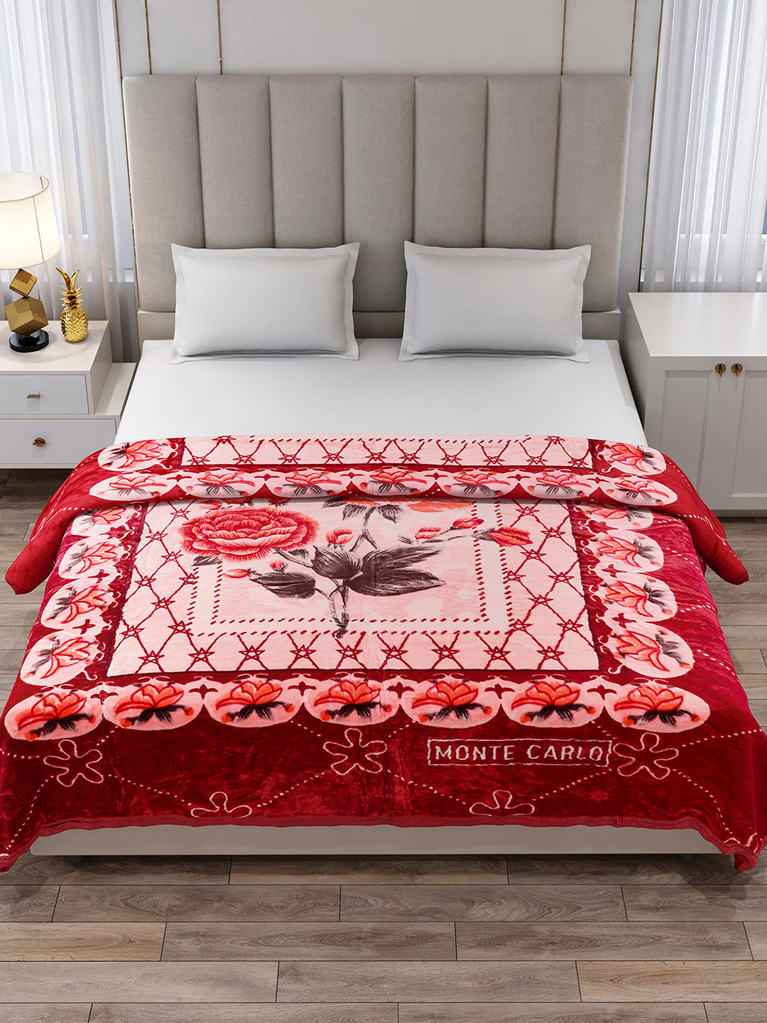Printed Double Bed 1 Ply, 530 GSM Super Soft Blanket for Mild Winter - (Roman Plus)