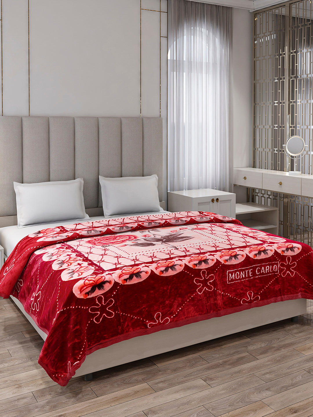 Printed Double Bed 1 Ply, 530 GSM Super Soft Blanket for Mild Winter - (Roman Plus)