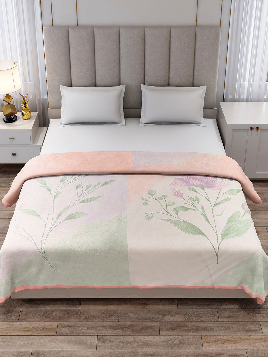 Printed Double Bed 3, 890 GSM Ply Blanket for Heavy Winter - (Rosewood)