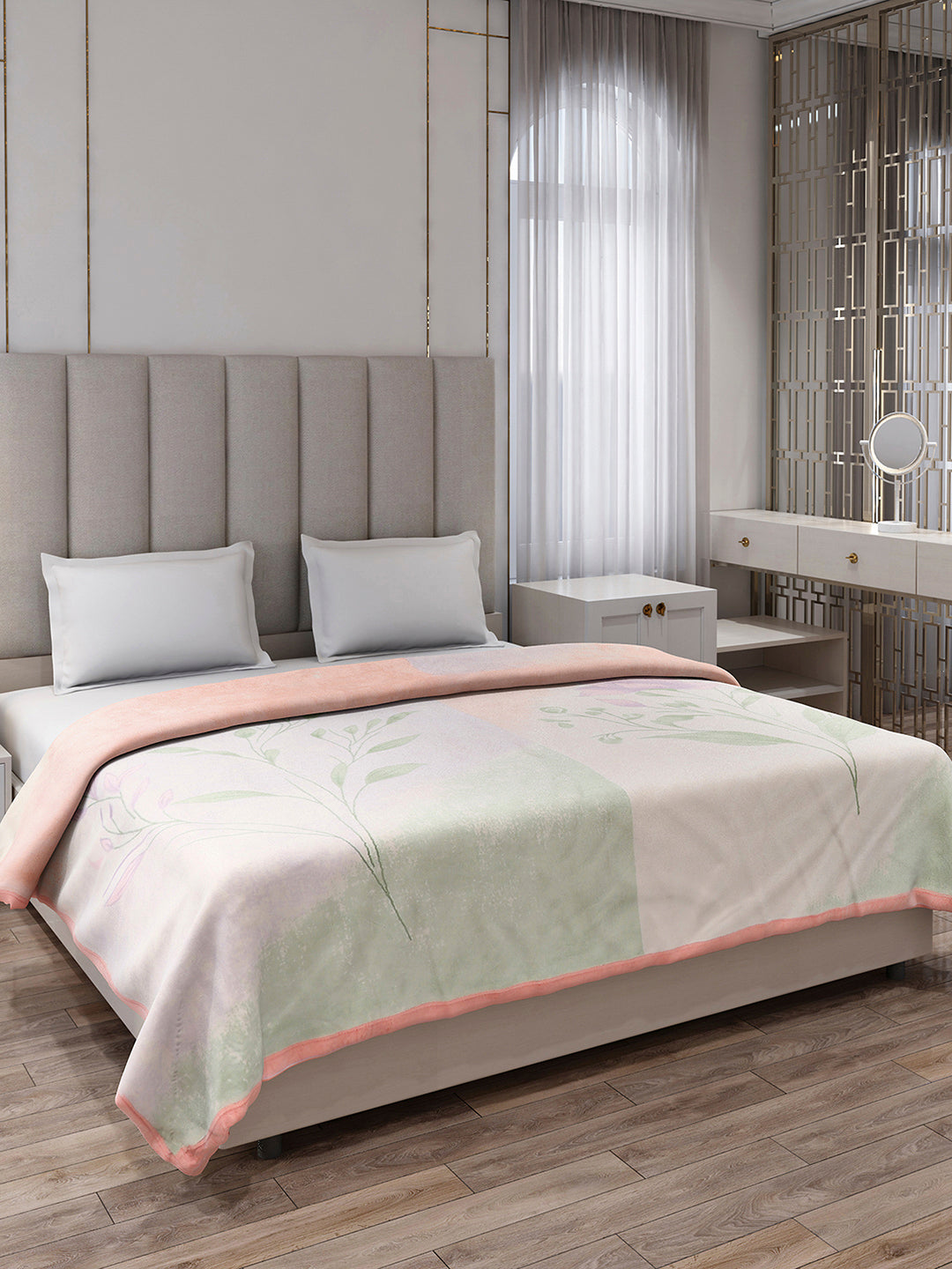 Printed Double Bed 3, 890 GSM Ply Blanket for Heavy Winter - (Rosewood)