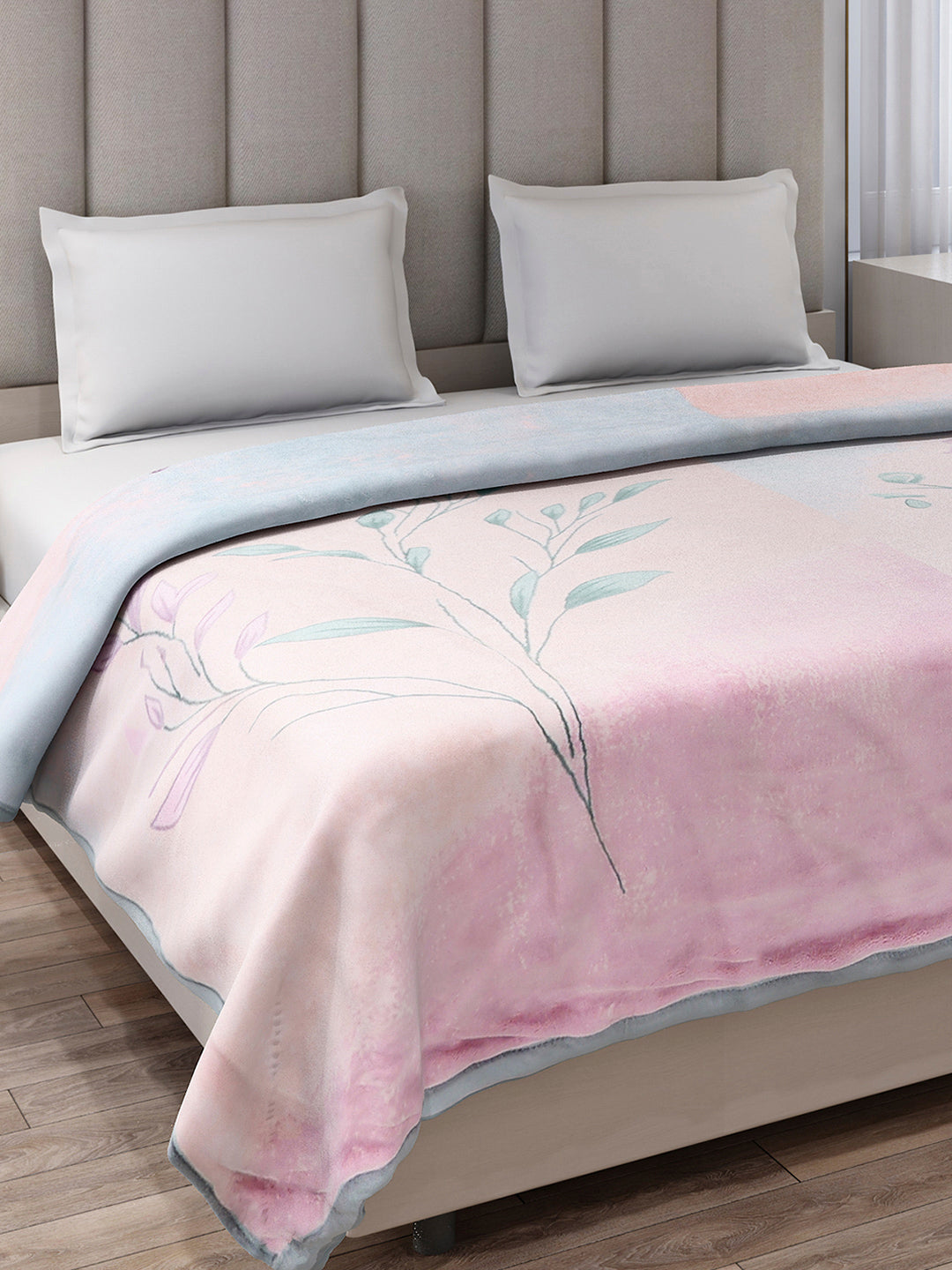 Printed Double Bed 3, 890 GSM Ply Blanket for Heavy Winter - (Rosewood)