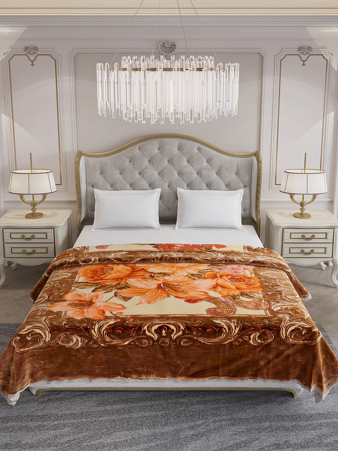 Printed Double Bed Reversible Blanket 3 Ply, 1516 GSM, 8 kg (Superimo)