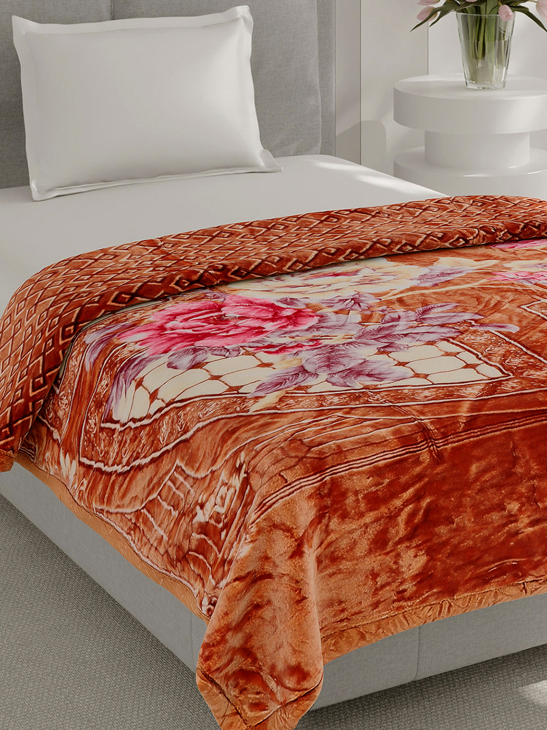 Printed Single Bed 3 Ply, 909 GSM Blanket for Heavy Winter - (Umang)