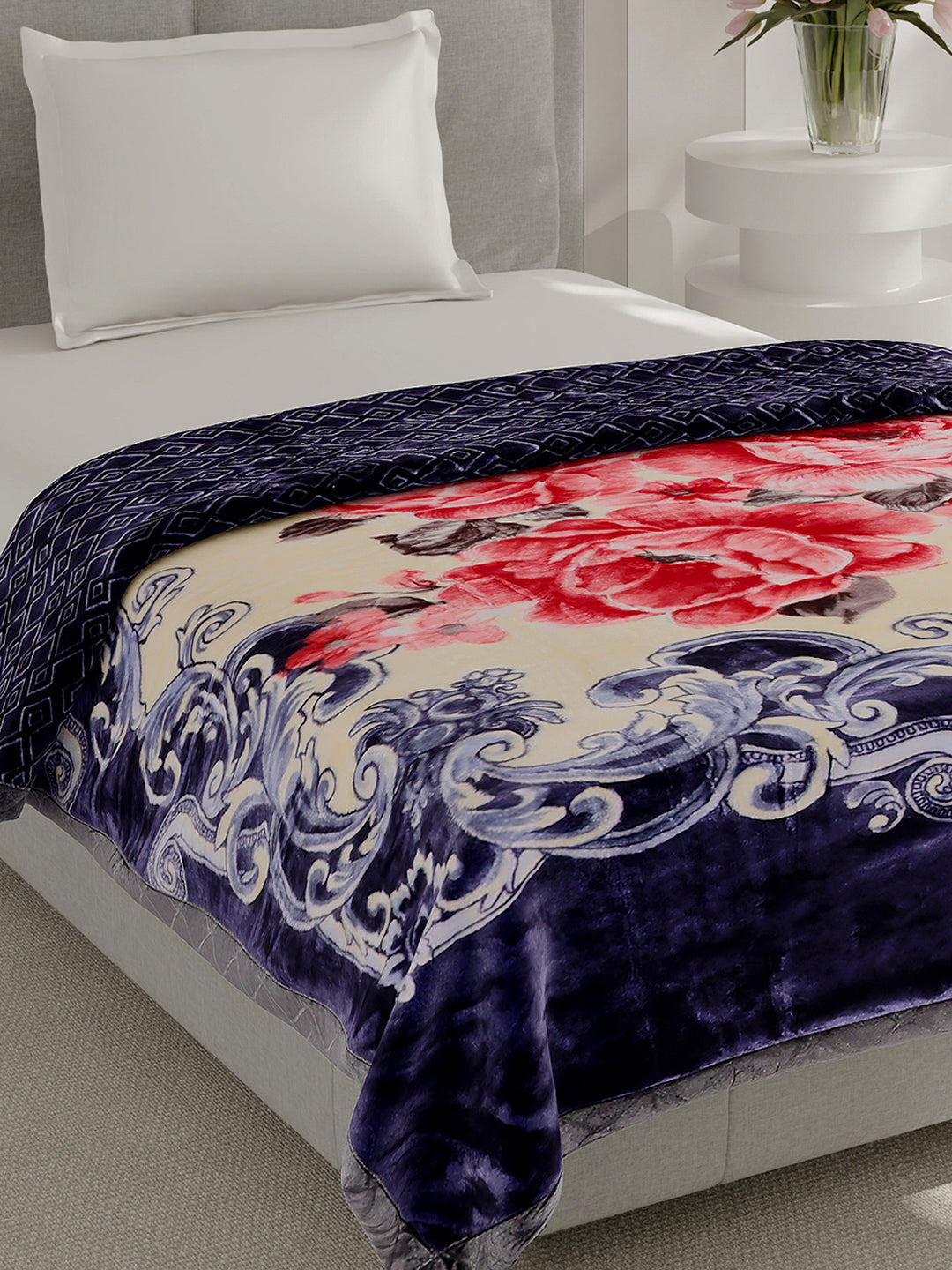 Printed Single Bed 3 Ply, 909 GSM Blanket for Heavy Winter - (Umang)