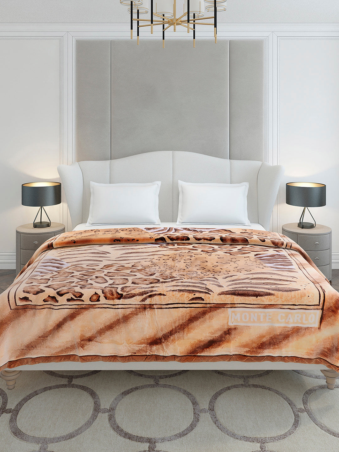 Printed Double Bed 3 Ply, 909 GSM Blanket for Heavy Winter - (Wild Side)