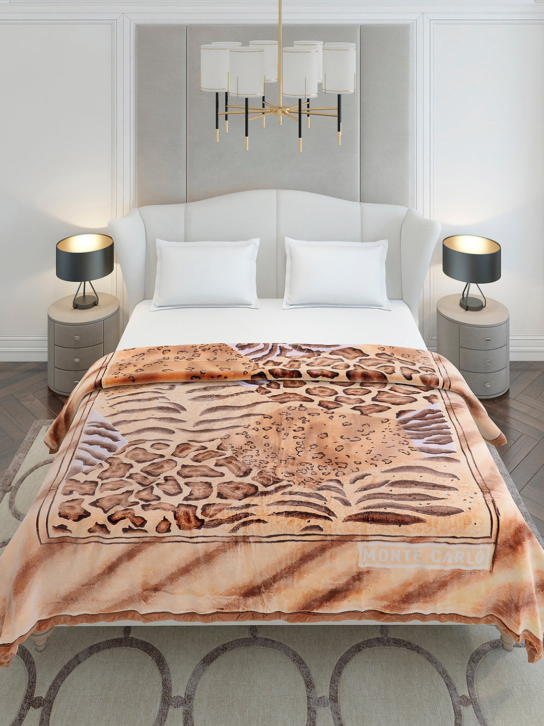 Printed Double Bed 3 Ply, 909 GSM Blanket for Heavy Winter - (Wild Side)