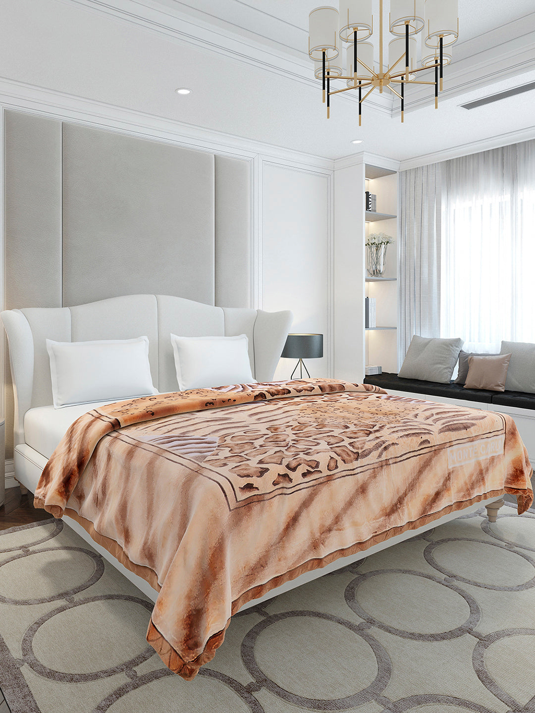 Printed Double Bed 3 Ply, 909 GSM Blanket for Heavy Winter - (Wild Side)