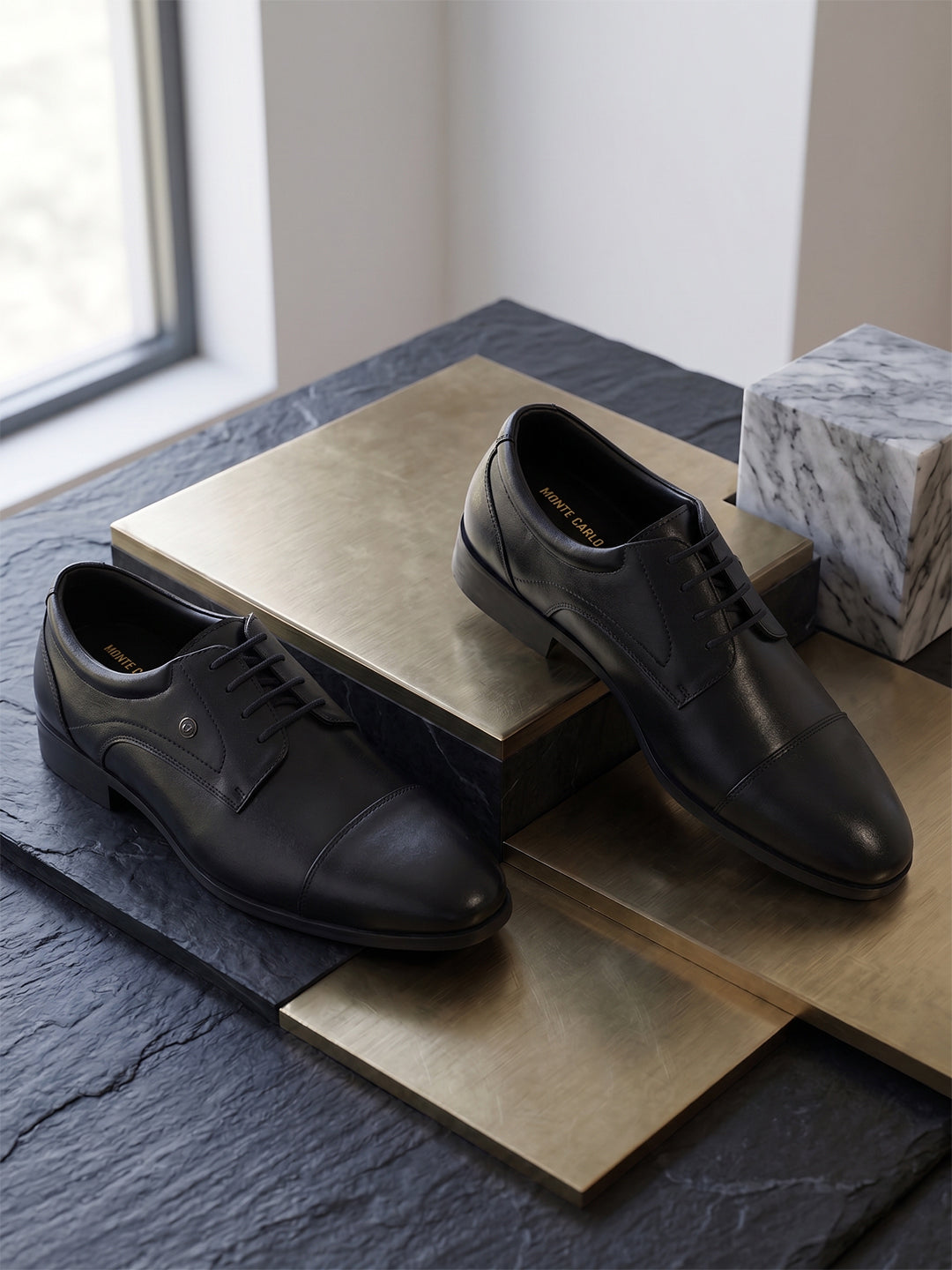 Monte Carlo Men's Premium Lace-Up Derby Formal Shoes for Office Business Meetings and Black-Tie Events