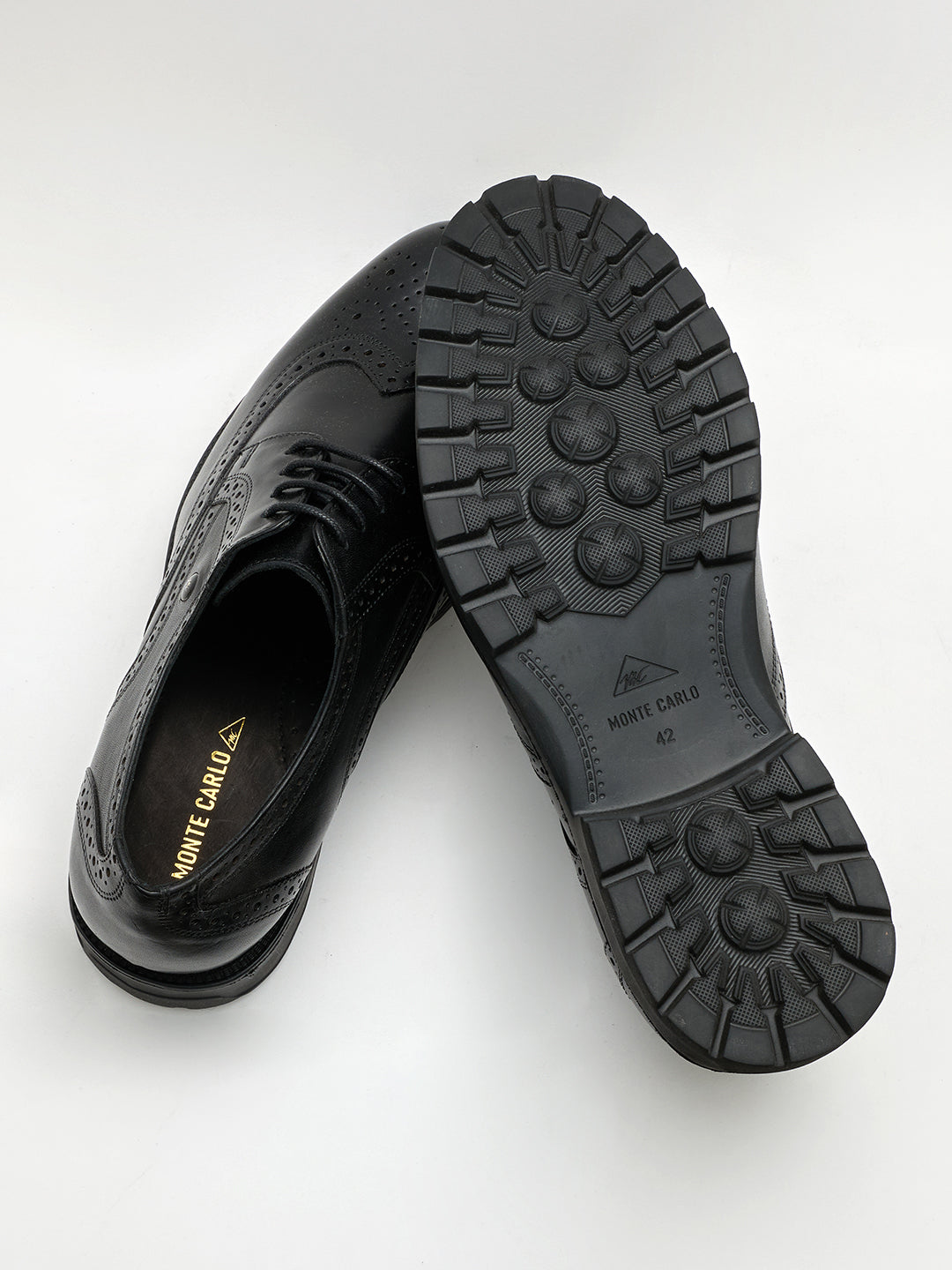 Monte Carlo Black Lace Up Genuine Leather Brogues for Men