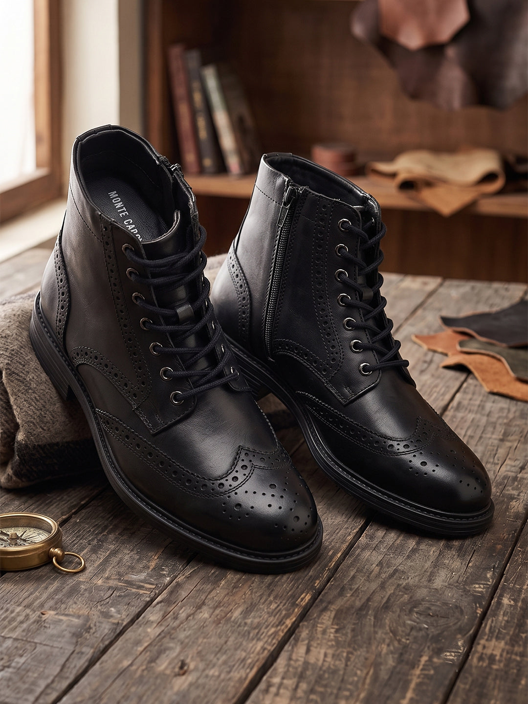 Monte Carlo Men Leather Brogue Boots