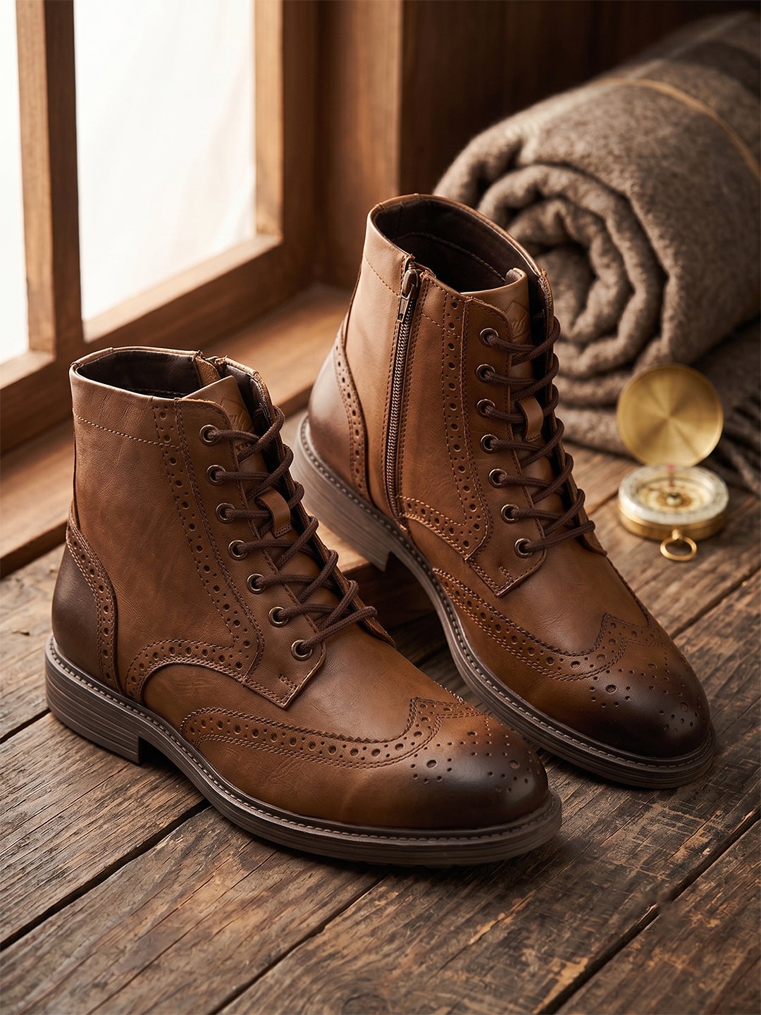 Monte Carlo Men Leather Brogue Boots