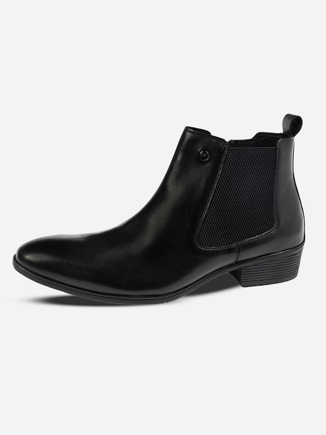 Monte Carlo Classic Elegant Chelsea Ankle Boots for Men Comfortable Chic Pointed Toe Low Block Heel Boots for Everyday Wear Slip-On with Elastic Side Panel