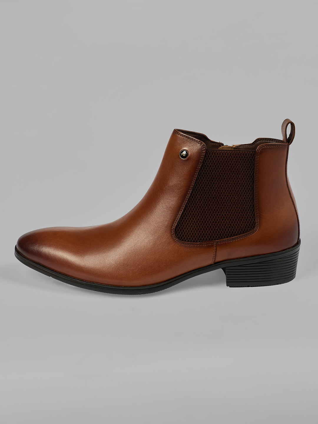 Monte Carlo Classic Elegant Chelsea Ankle Boots for Men Comfortable Chic Pointed Toe Low Block Heel Boots for Everyday Wear Slip-On with Elastic Side Panel