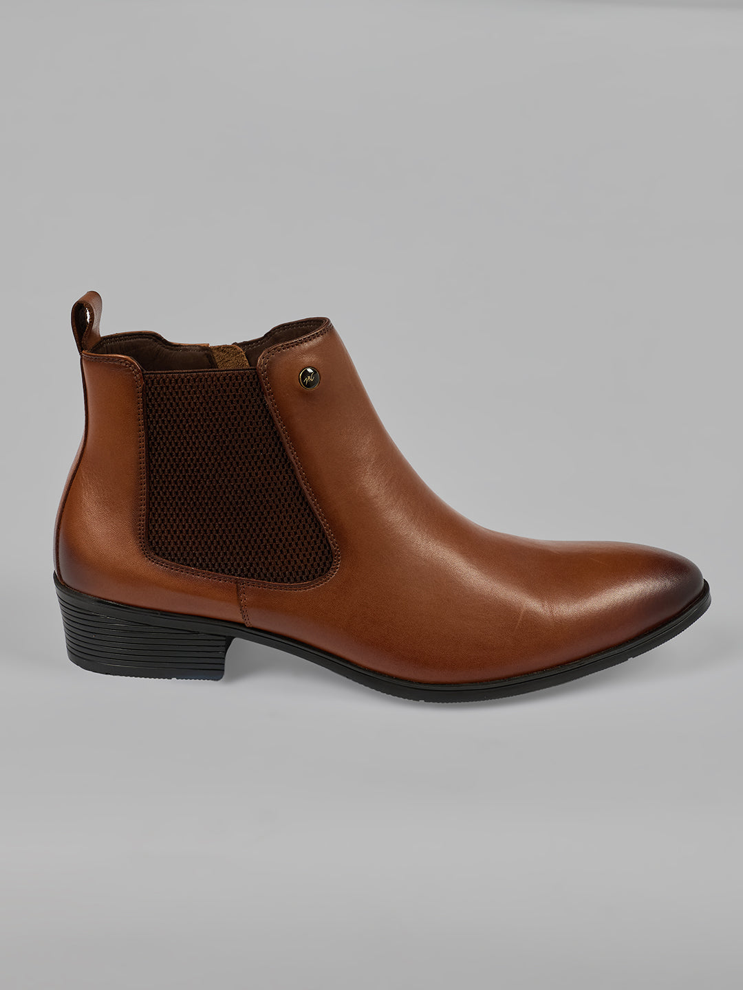 Monte Carlo Classic Elegant Chelsea Ankle Boots for Men Comfortable Chic Pointed Toe Low Block Heel Boots for Everyday Wear Slip-On with Elastic Side Panel