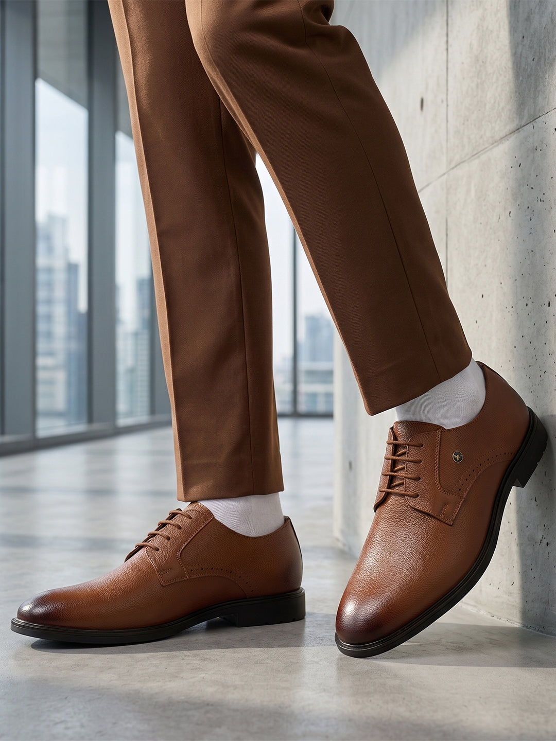 Monte Carlo Men's Premium Textured Classic Derby Formal Shoe Open-Lacing