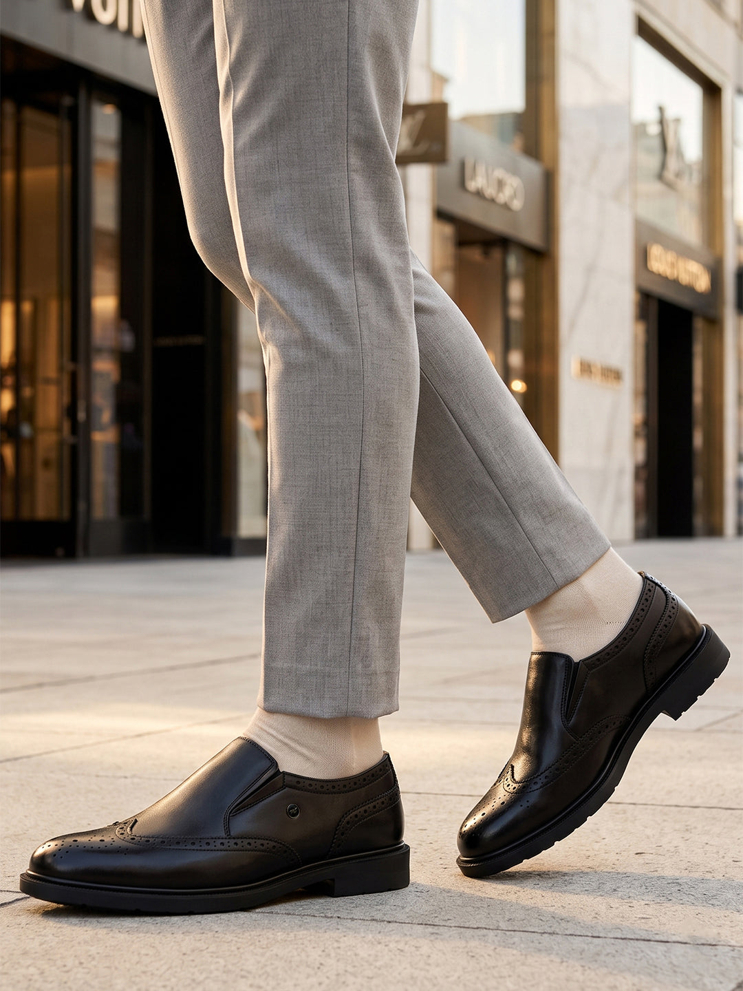 Monte Carlo Wingtip Brogue Slip-On Formal Shoes for Men