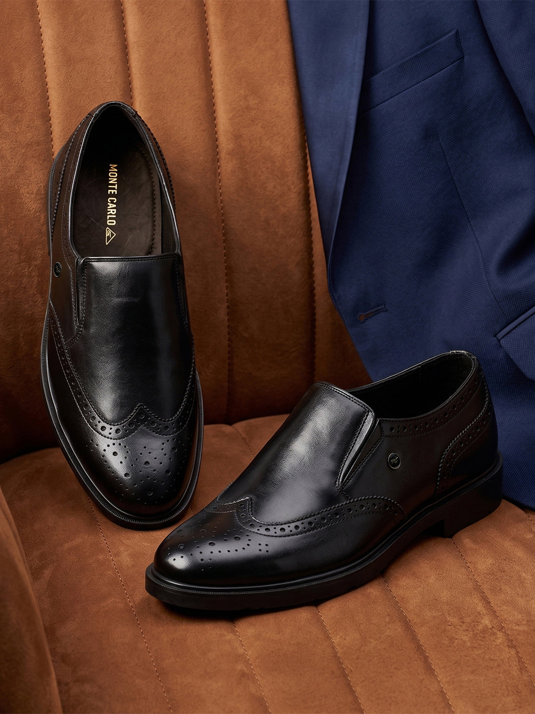 Monte Carlo Wingtip Brogue Slip-On Formal Shoes for Men