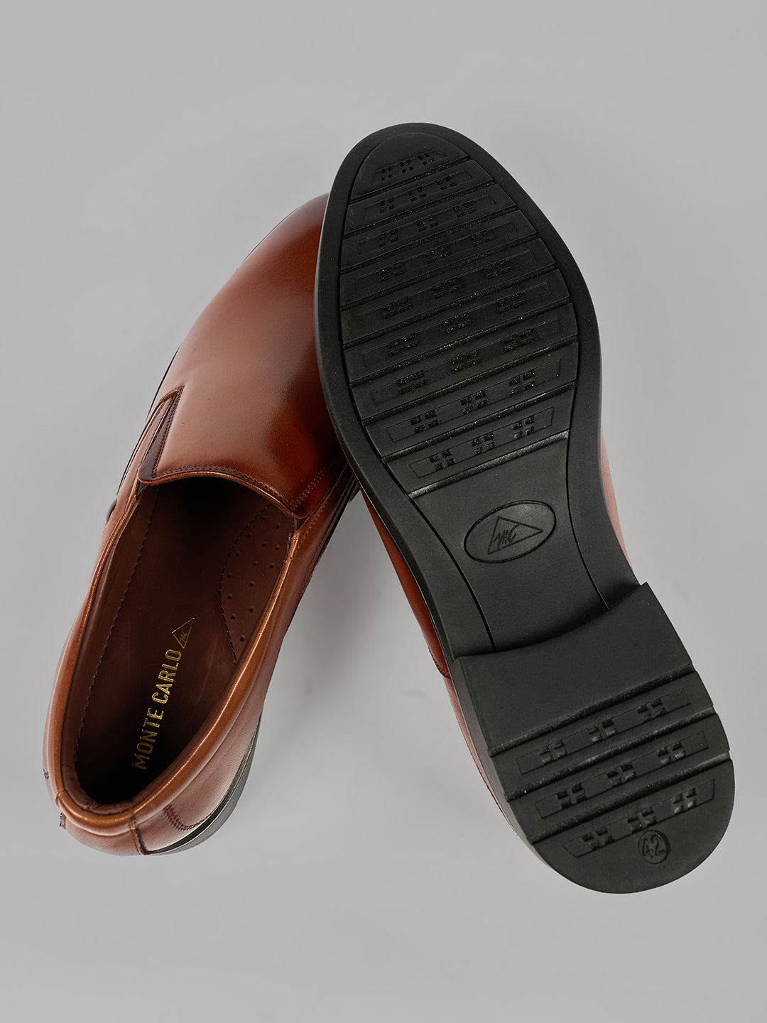 Monte Carlo Men's Genuine Leather Formal Effortless Slip-On Shoes All-Day Comfortable Business Dress with Cushioned Insole