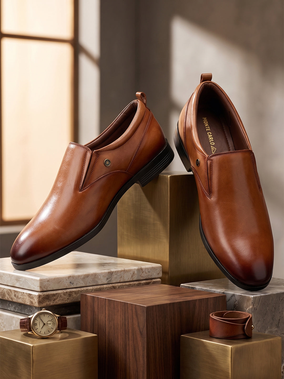 Monte Carlo Men's Leather Formal Slip-On Shoes for Office, Business Meetings and Party Wear