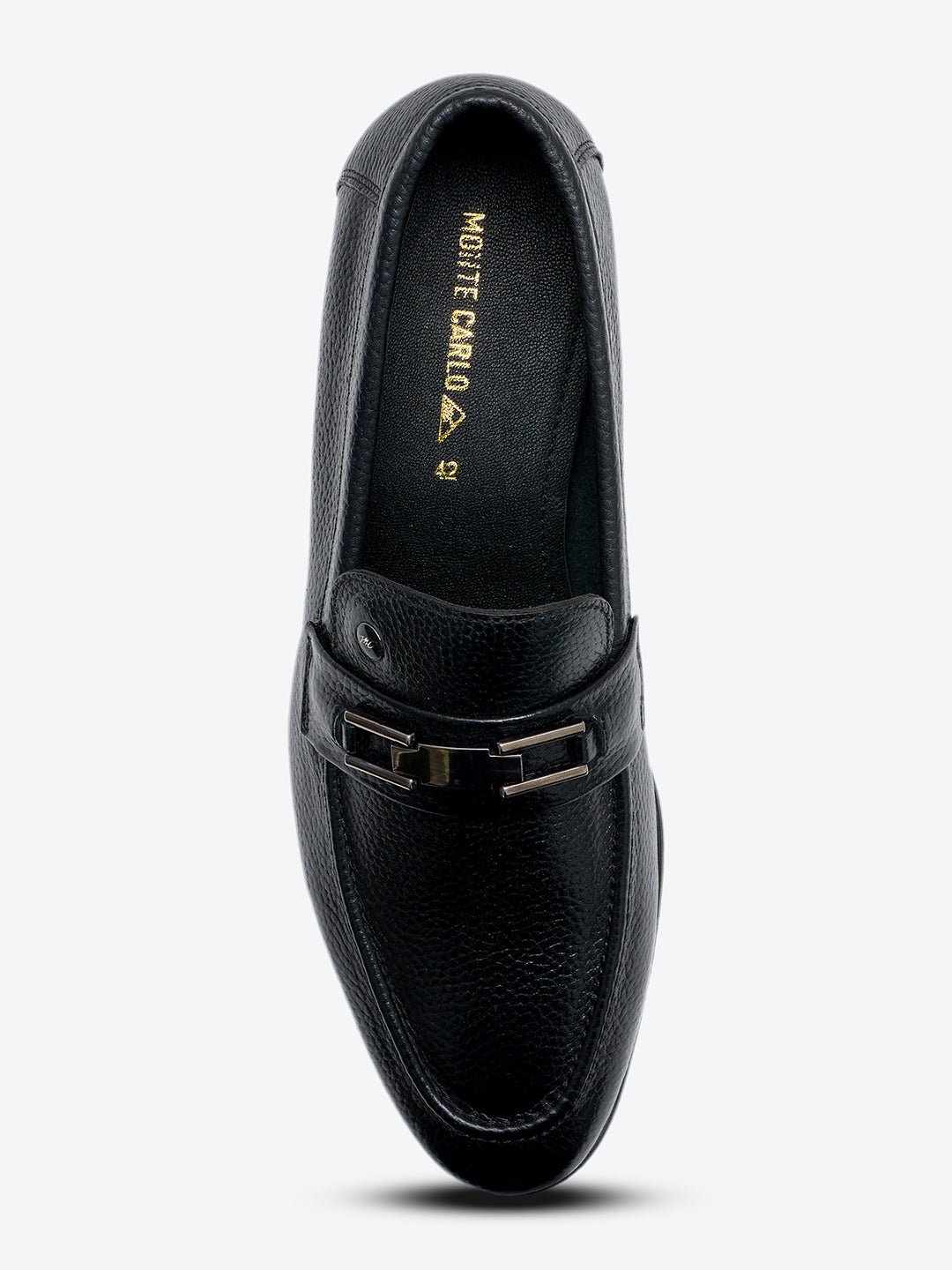 Monte Carlo Black Comfort Slip on Genuine Leather Formal Shoes for Men