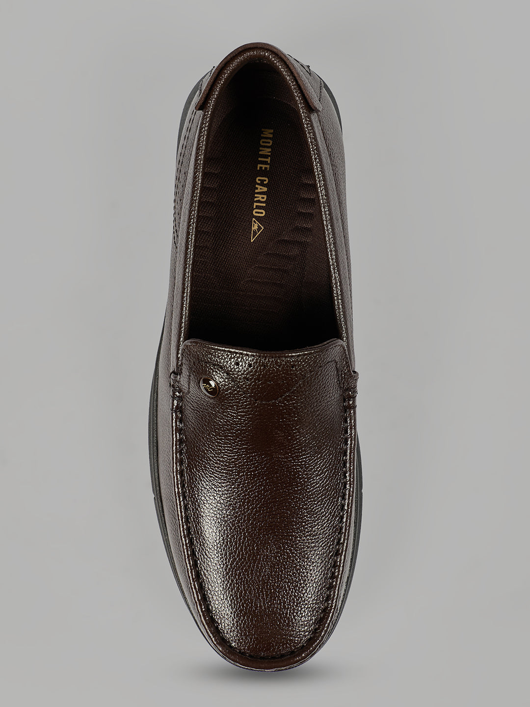 Monte Carlo Men's Leather Textured Moc-Toe Light Weight Slip-On Shoes