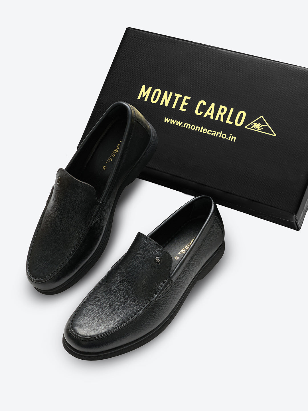 Monte Carlo Black Slip on Genuine Leather Loafers for Men