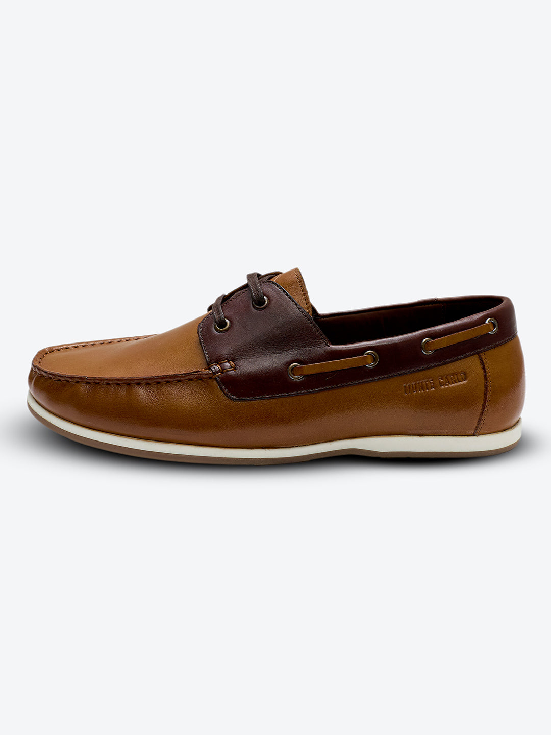 Monte Carlo Tan Lace Up Genuine Leather Boat Shoes for Men