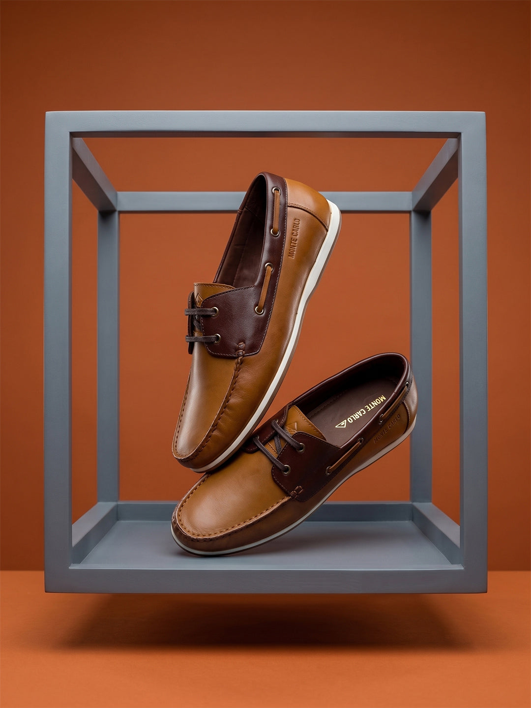 Monte Carlo Tan Lace Up Genuine Leather Boat Shoes for Men