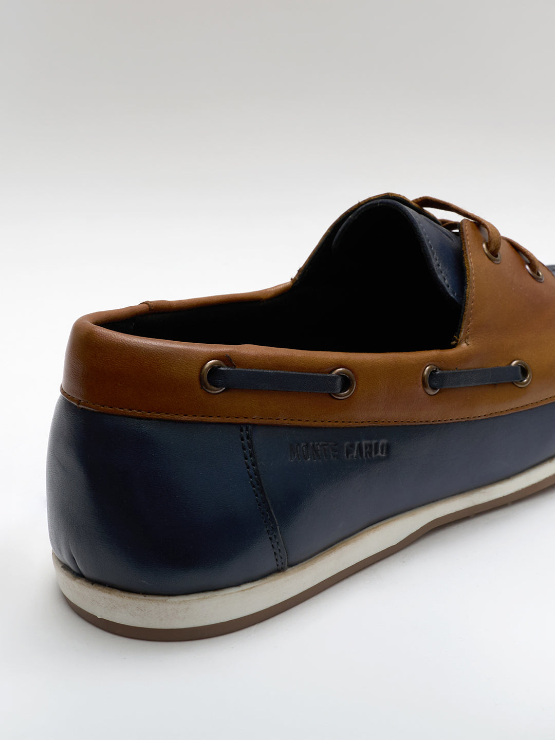 Monte Carlo Navy Blue Lace Up Genuine Leather Boat Shoes for Men