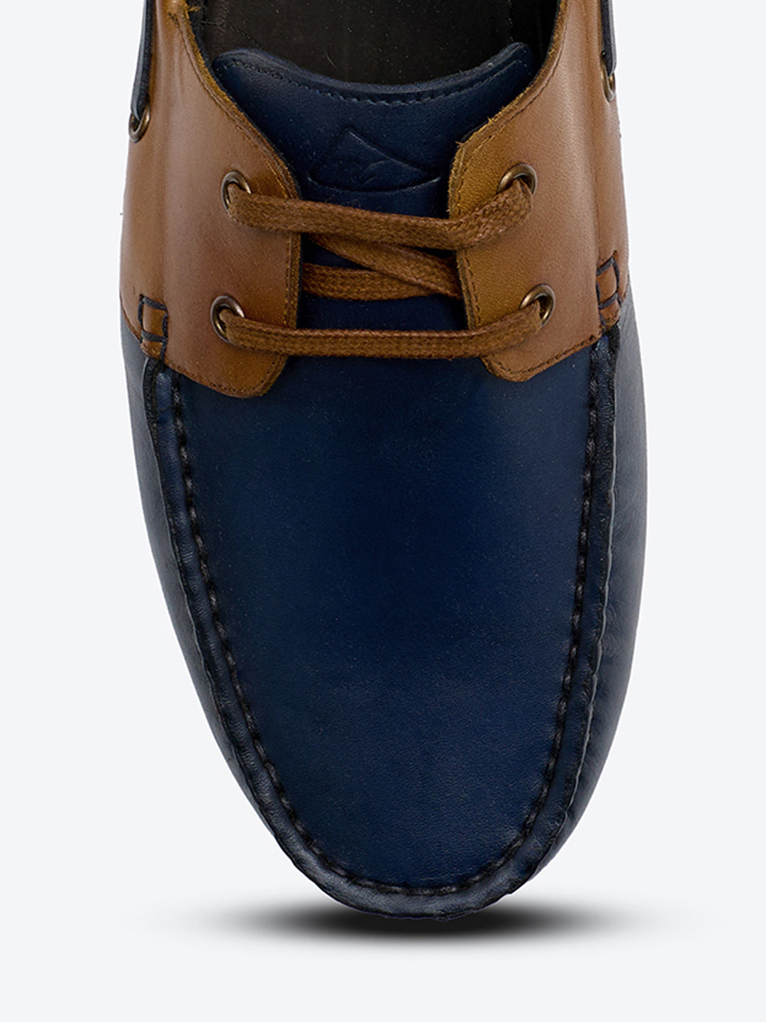 Monte Carlo Navy Blue Lace Up Genuine Leather Boat Shoes for Men