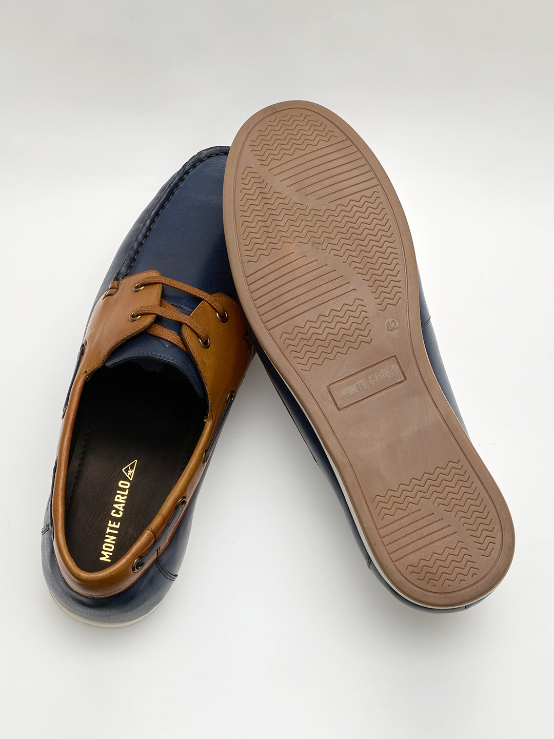 Monte Carlo Navy Blue Lace Up Genuine Leather Boat Shoes for Men