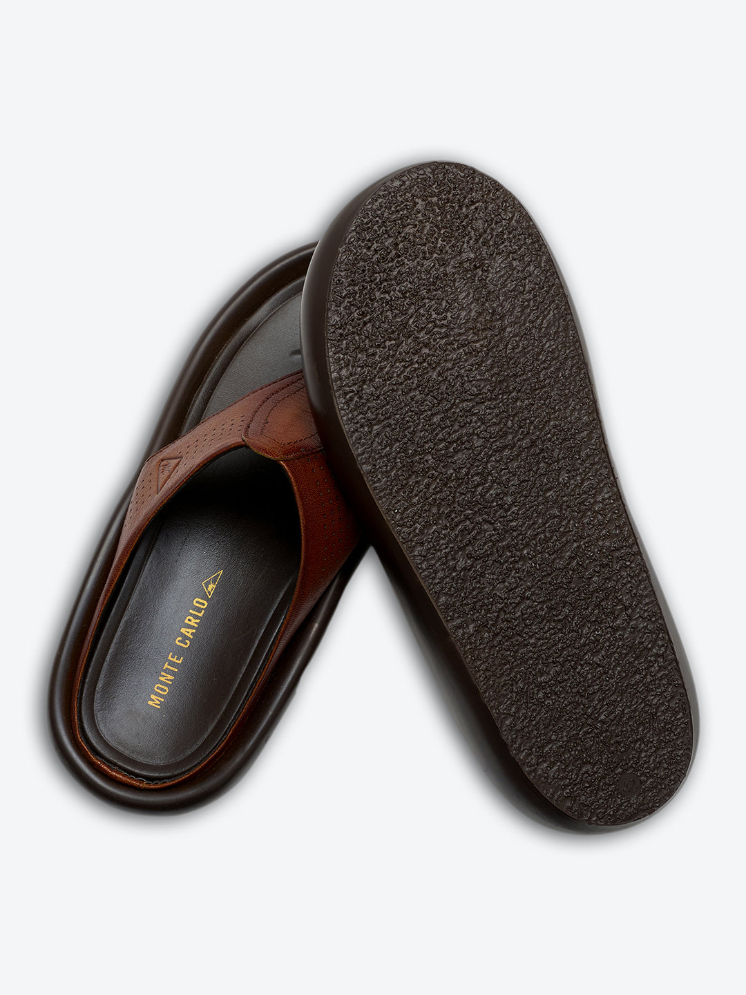Monte Carlo Tan Slip on Genuine Leather Comfort Sandals for Men