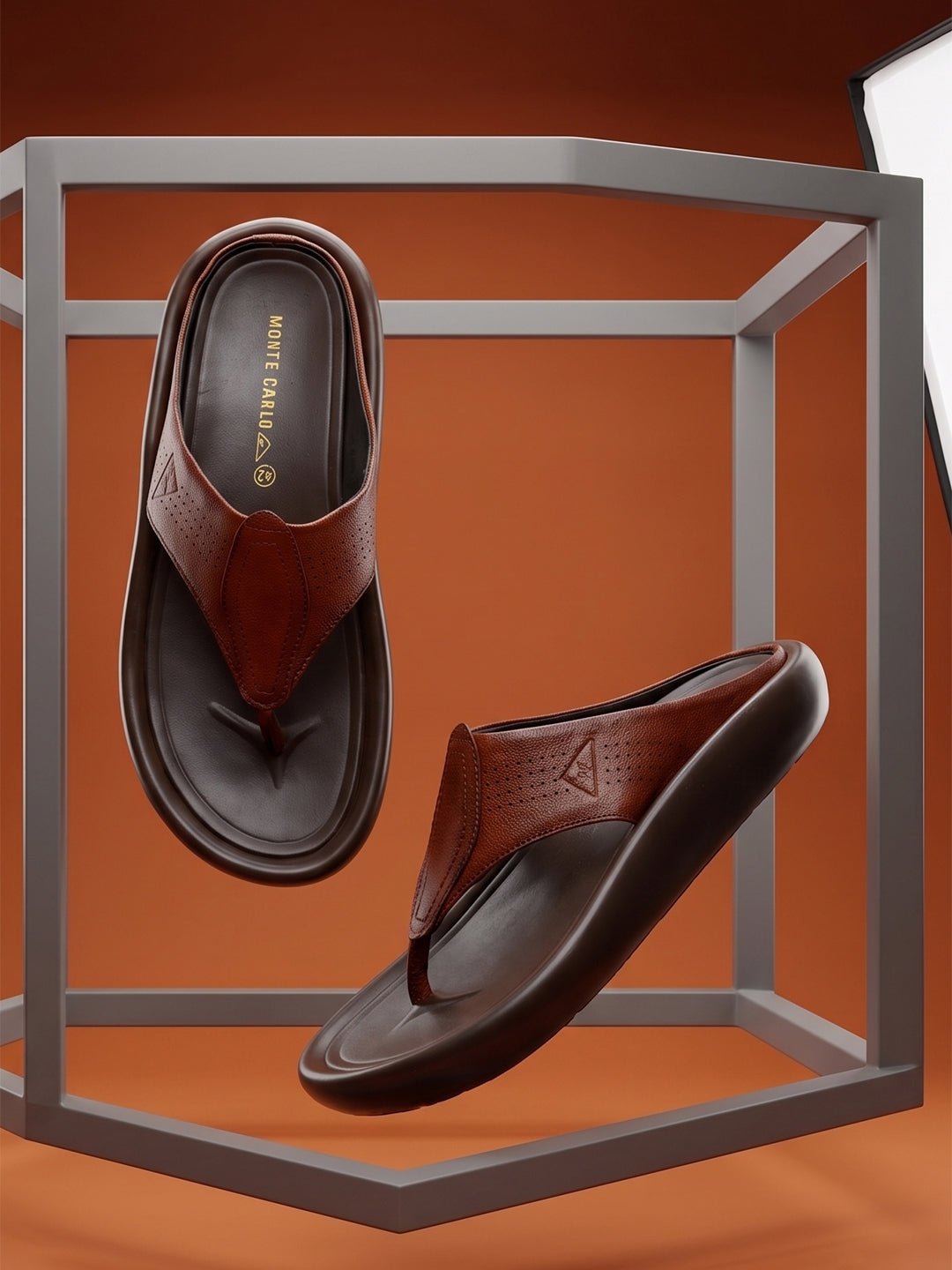 Monte Carlo Tan Slip on Genuine Leather Comfort Sandals for Men