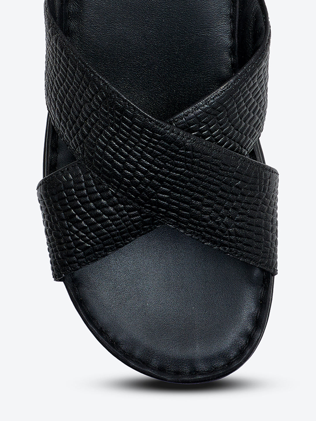 Monte Carlo Black Slip on Genuine Leather Comfort Sandals for Men