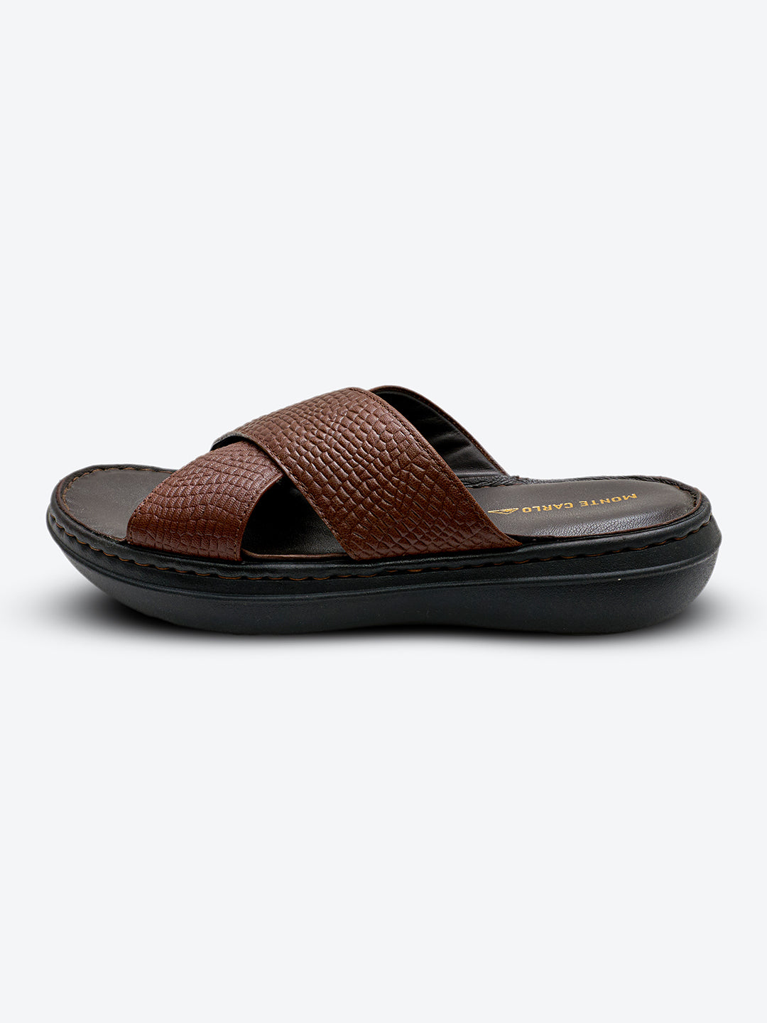 Monte Carlo Tan Slip on Genuine Leather Comfort Sandals for Men