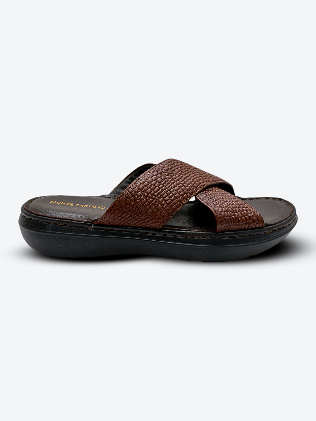 Monte Carlo Tan Slip on Genuine Leather Comfort Sandals for Men