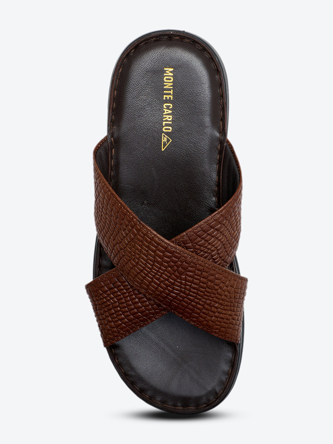 Monte Carlo Tan Slip on Genuine Leather Comfort Sandals for Men