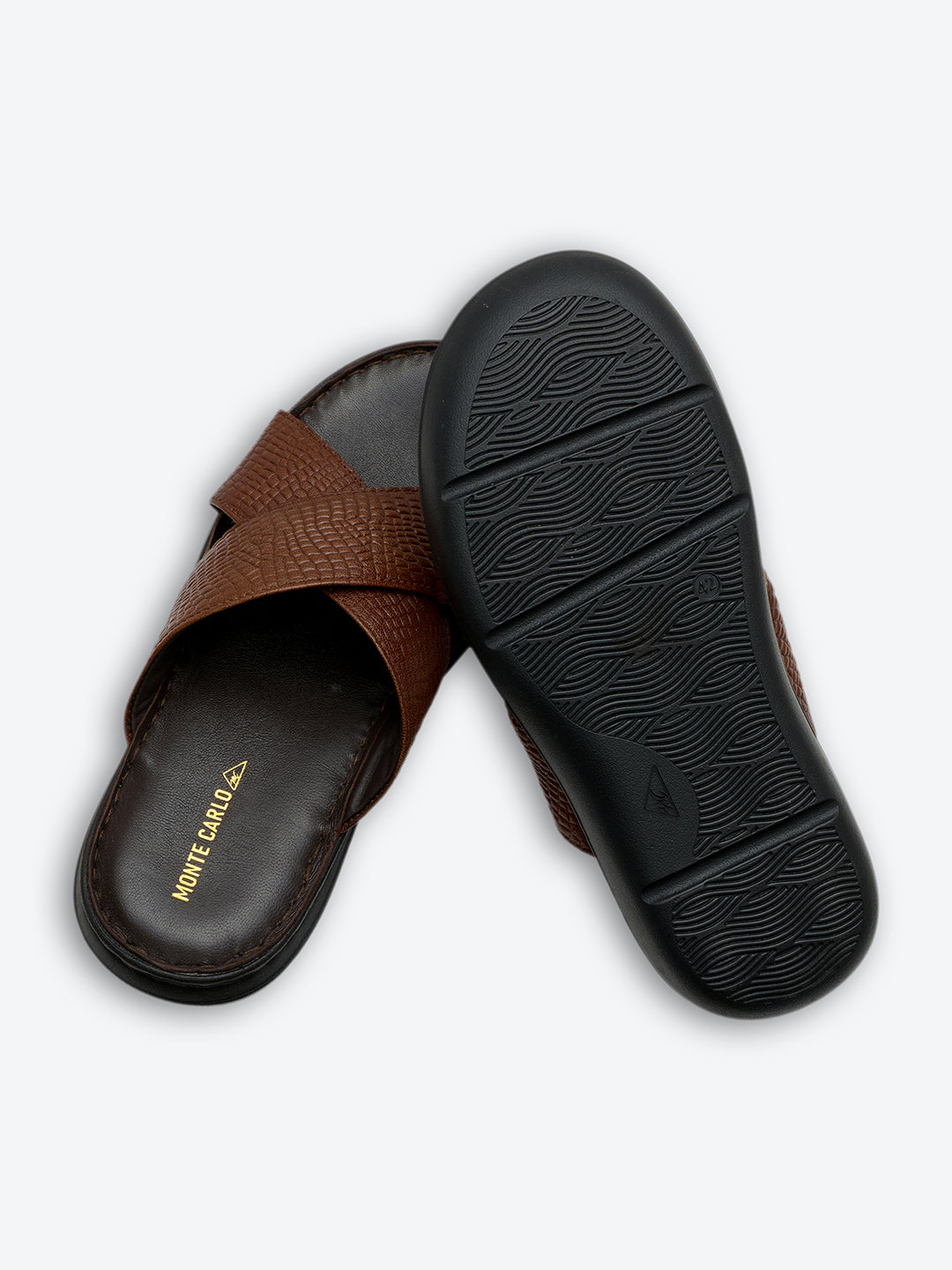 Monte Carlo Tan Slip on Genuine Leather Comfort Sandals for Men