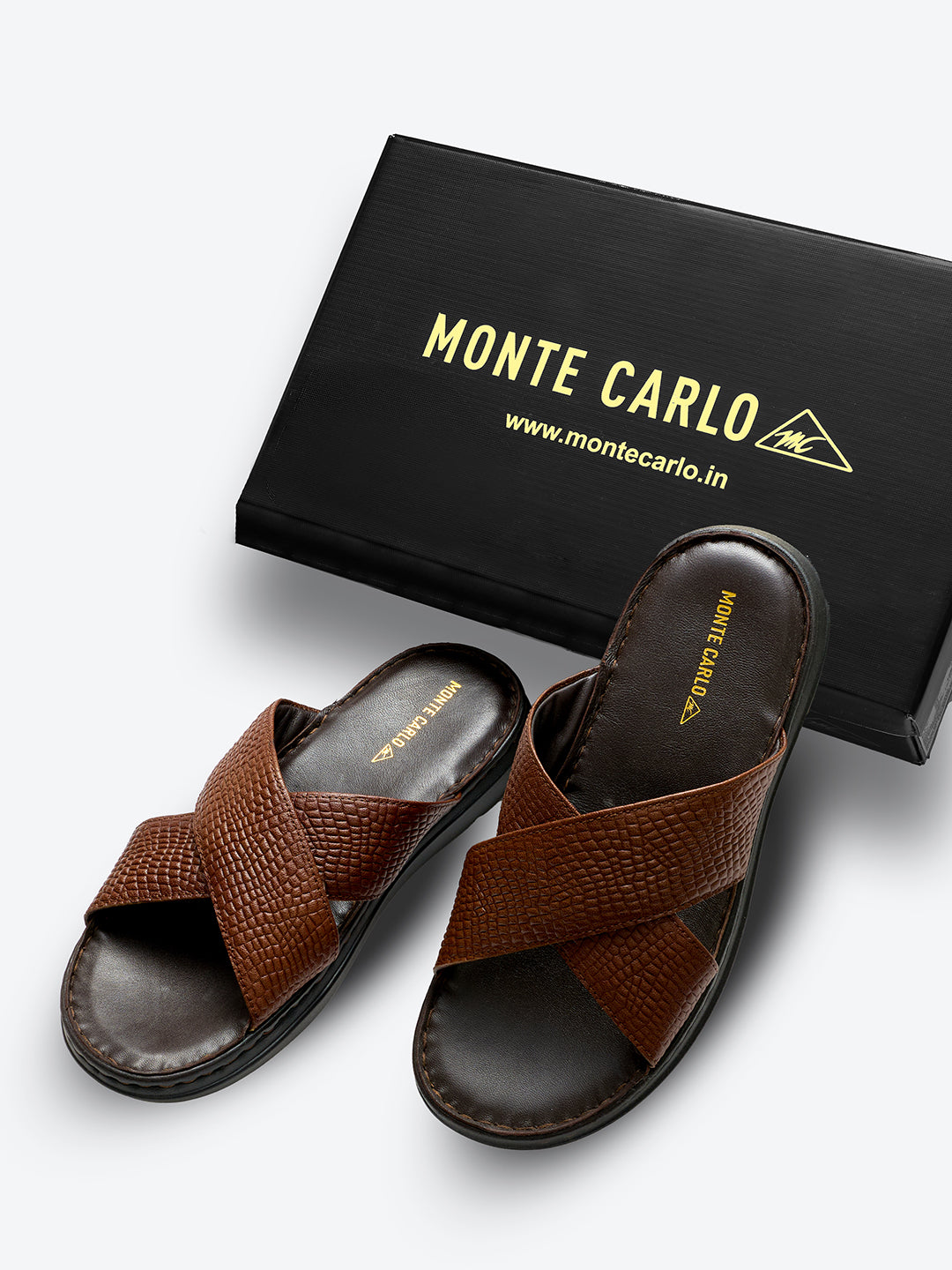 Monte Carlo Tan Slip on Genuine Leather Comfort Sandals for Men