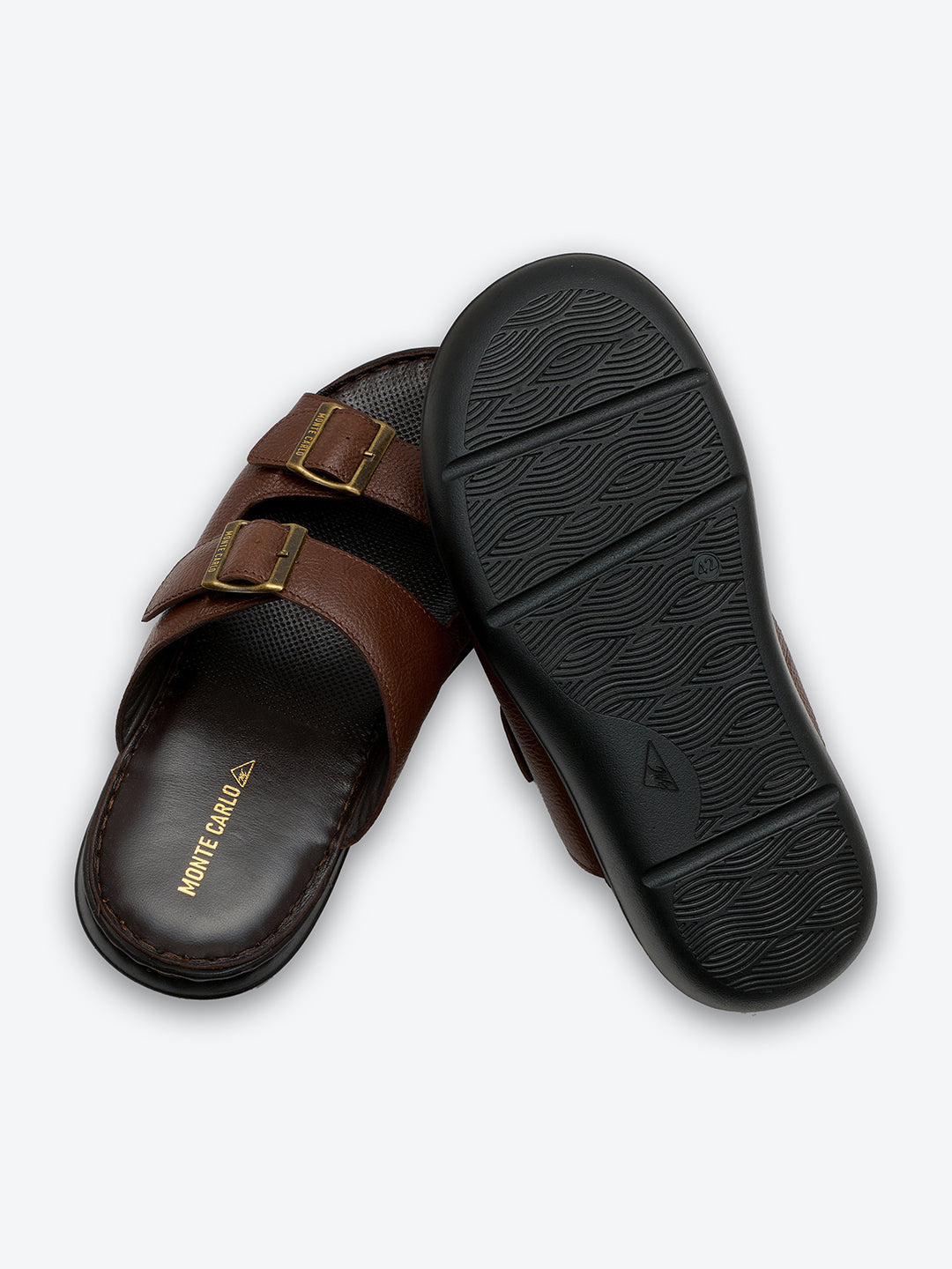 Monte Carlo Tan Slip on Genuine Leather Comfort Sandals for Men