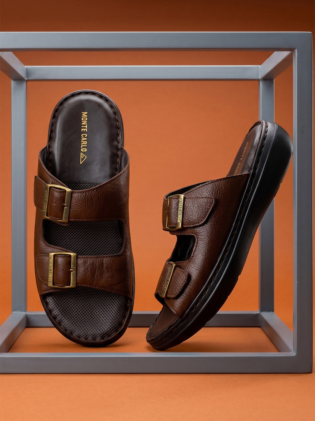 Monte Carlo Tan Slip on Genuine Leather Comfort Sandals for Men