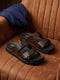 Monte Carlo Men's Croc-Textured Double-Strap Slide Sandals Adjustable Buckle Comfort Footwear