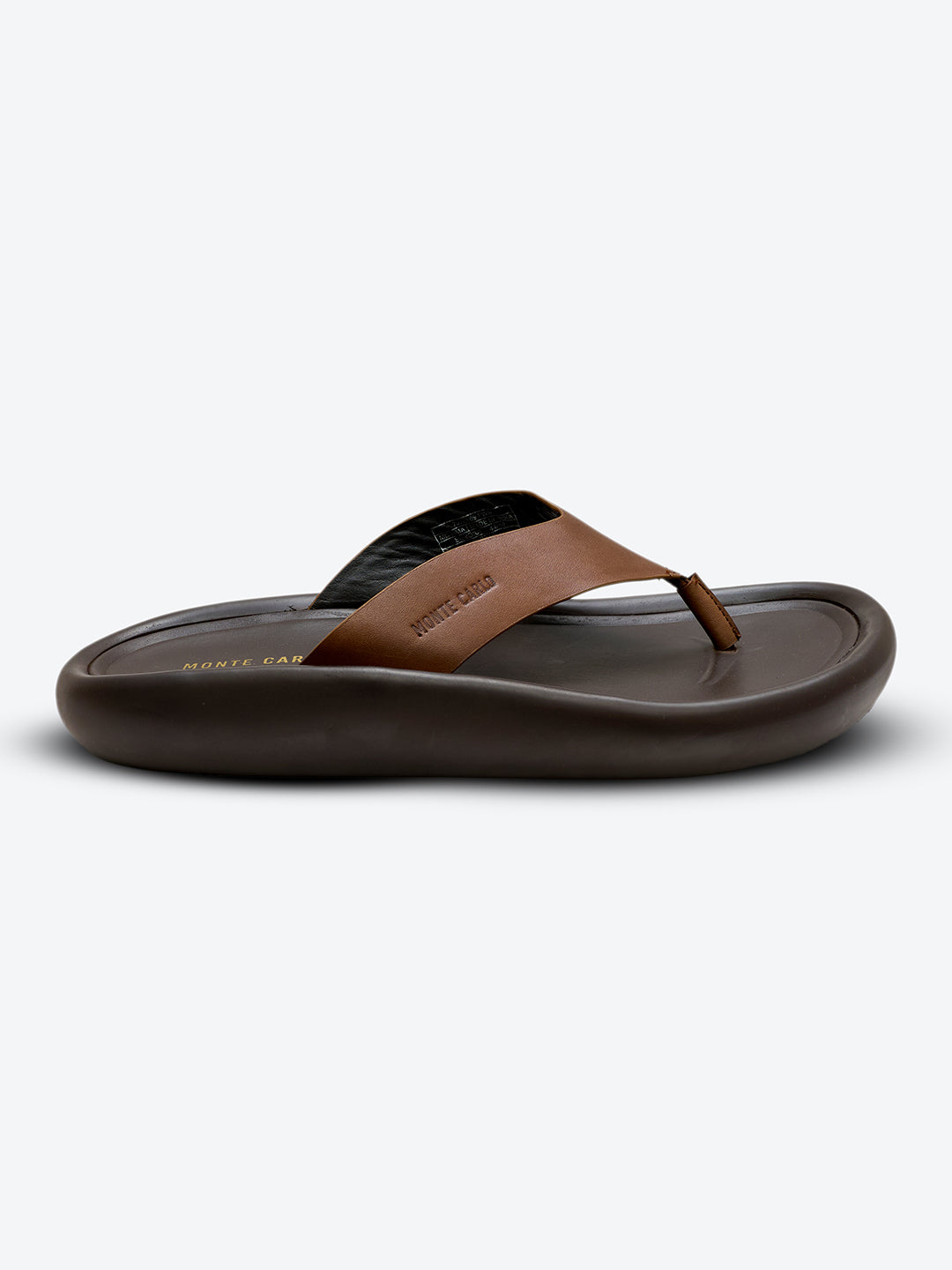 Monte Carlo Brown Slip on Genuine Leather Comfort Sandals for Men