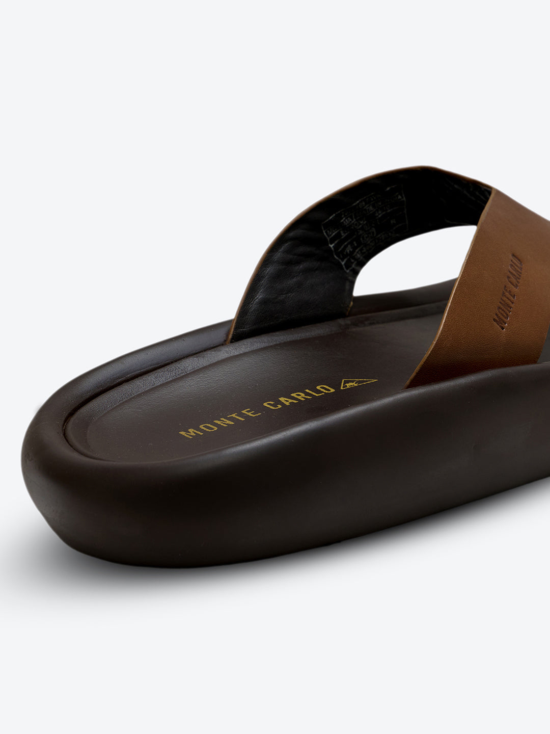 Monte Carlo Brown Slip on Genuine Leather Comfort Sandals for Men