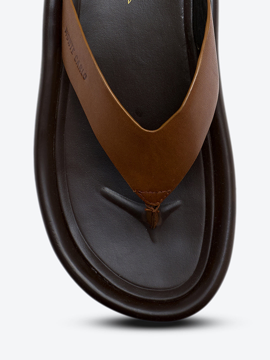 Monte Carlo Brown Slip on Genuine Leather Comfort Sandals for Men
